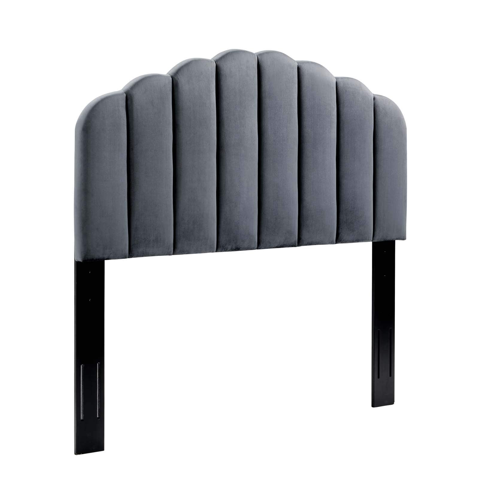 Modway Veronique Channel Tufted Performance Velvet Upholstered King/California King Headboard In Charcoal